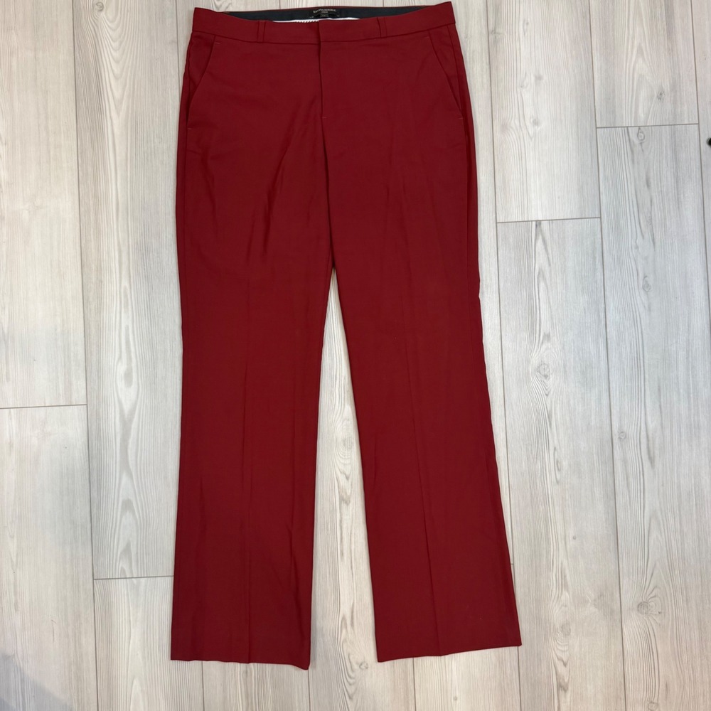 Banana Republic Logan Fit Brick Red Wool Blend Dress Pants Trousers 14 Long 14L